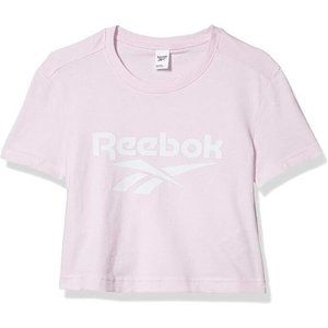 Reebok Women's Classics Vector Crop Tee Shirt Pink White Size 1X‎ New with Tags